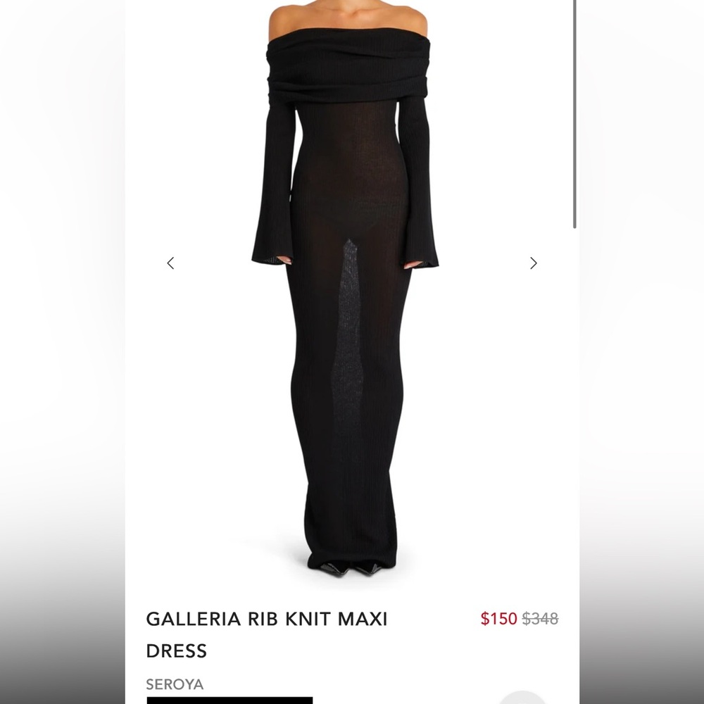 SER.O.YA Black Rib Knit Maxi Dress